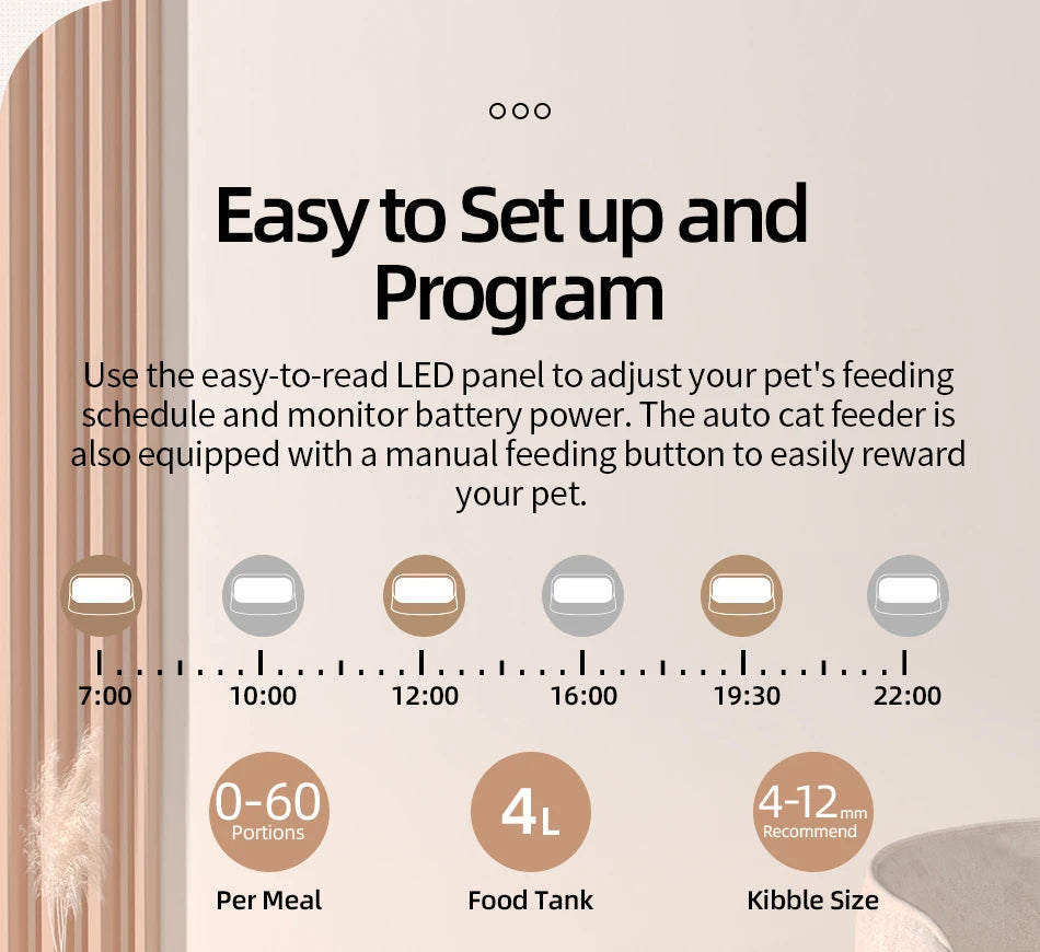 ROJECO 4L Automatic Pet Feeder Button Version Auto Cat Food Dispenser Accessories Smart Control Pet Feeder For Cats Dog Dry Food