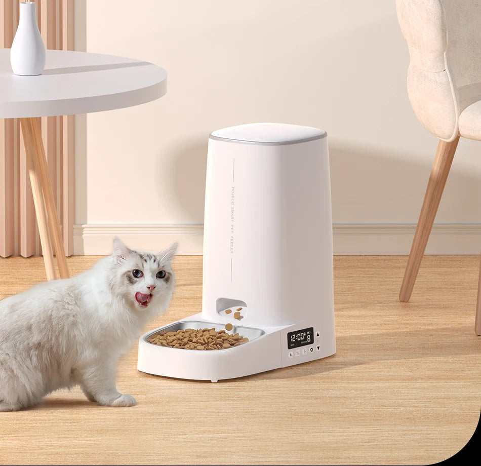 ROJECO 4L Automatic Pet Feeder Button Version Auto Cat Food Dispenser Accessories Smart Control Pet Feeder For Cats Dog Dry Food
