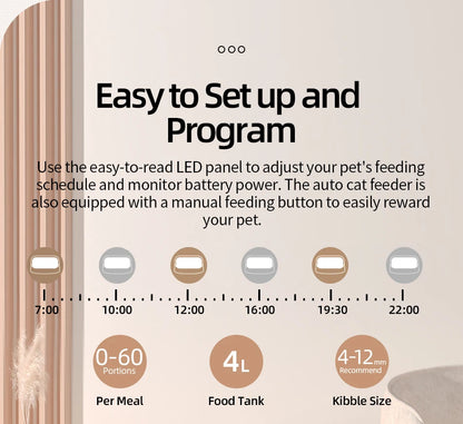 ROJECO 4L Automatic Pet Feeder Button Version Auto Cat Food Dispenser Accessories Smart Control Pet Feeder For Cats Dog Dry Food