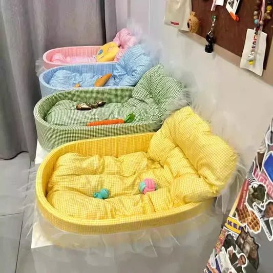 Cat Dog Bed Luxury Nest Four Seasons Pet House Products Supplies Soft Winter Warm Pet Furniture Calming Calming Accessories